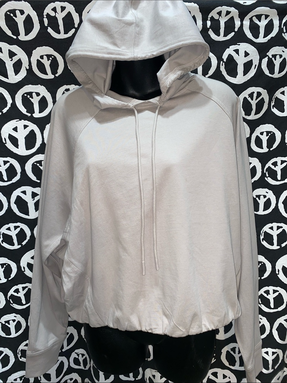 CROP Hooded Pullover Sweatshirt - Light Gray SZ S